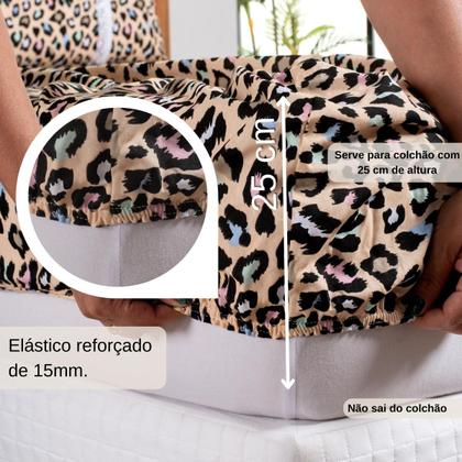 Imagem de Jogo Lençol Casal Estampado Elástico Malha 100% Algodão