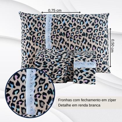 Imagem de Jogo Lençol Casal Estampado Elástico Malha 100% Algodão