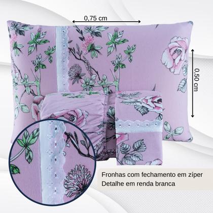 Imagem de Jogo Lençol Casal Estampado Elástico Malha 100% Algodão