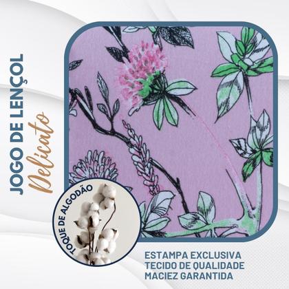 Imagem de Jogo Lençol Casal Estampado Elástico Malha 100% Algodão