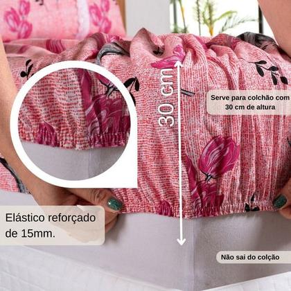 Imagem de Jogo Lençol Casal Estampado Elástico Malha 100% Algodão