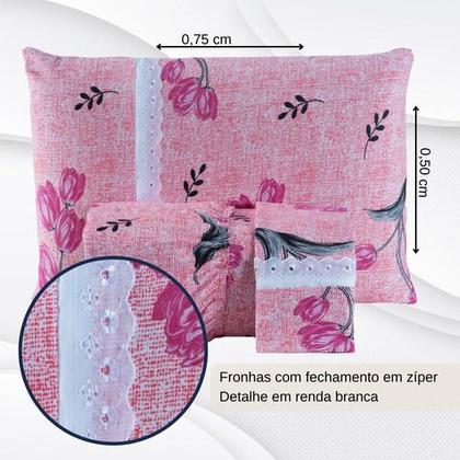 Imagem de Jogo Lençol Casal Estampado Elástico Malha 100% Algodão