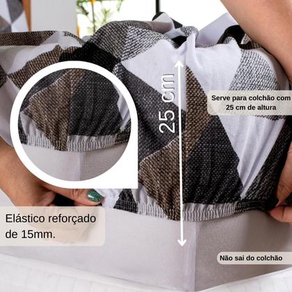 Imagem de Jogo Lençol Casal Estampado Elástico Malha 100% Algodão