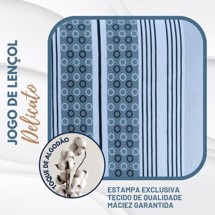 Imagem de Jogo Lençol Casal Estampado Elástico Malha 100% Algodão