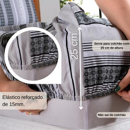 Imagem de Jogo Lençol Casal Estampado Elástico Malha 100% Algodão