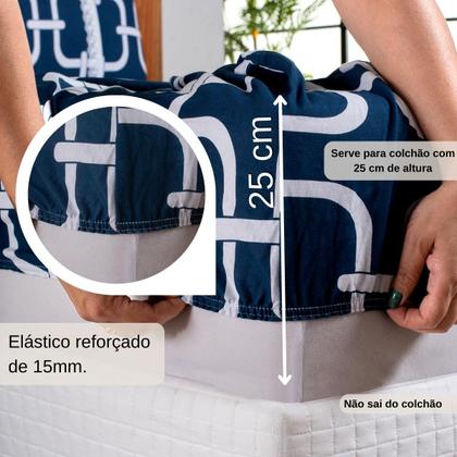 Imagem de Jogo Lençol Casal Estampado Elástico Malha 100% Algodão