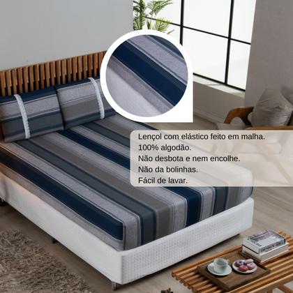 Imagem de Jogo Lençol Casal Estampado Elástico Malha 100% Algodão
