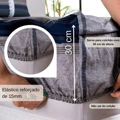 Imagem de Jogo Lençol Casal Estampado Elástico Malha 100% Algodão
