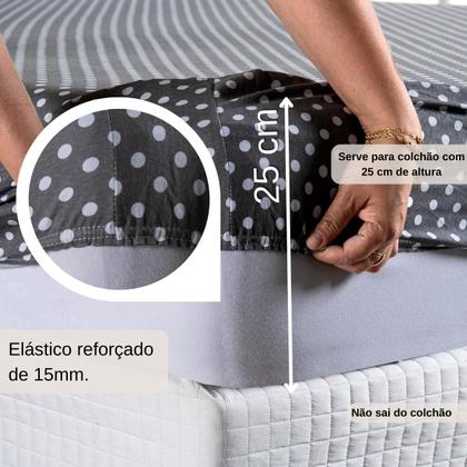 Imagem de Jogo Lençol Casal Estampado Elástico Malha 100% Algodão