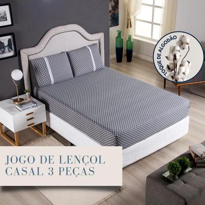 Imagem de Jogo Lençol Casal Estampado Elástico Malha 100% Algodão