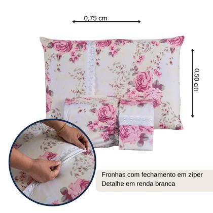 Imagem de Jogo Lençol Casal Estampado Elástico Malha 100% Algodão