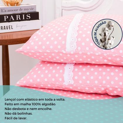 Imagem de Jogo Lençol Casal Estampado Elástico Malha 100% Algodão