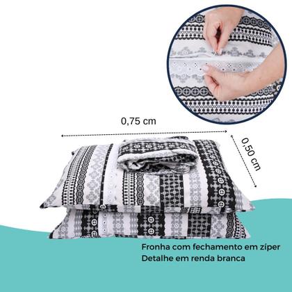 Imagem de Jogo Lençol Casal Estampado Elástico Malha 100% Algodão