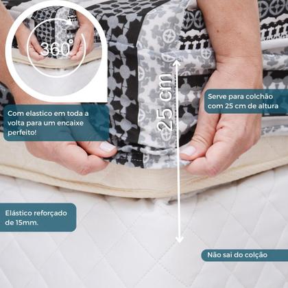 Imagem de Jogo Lençol Casal Estampado Elástico Malha 100% Algodão