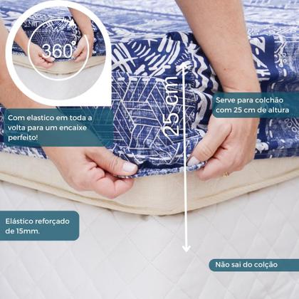 Imagem de Jogo Lençol Casal Estampado Elástico Malha 100% Algodão