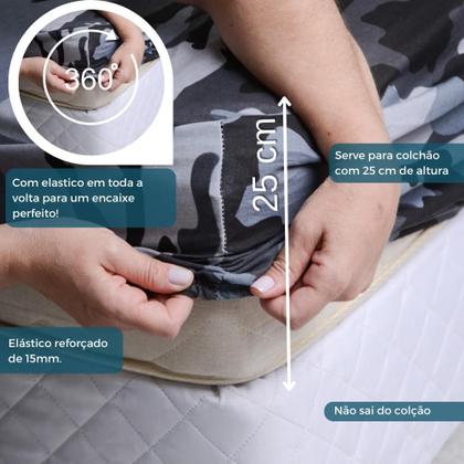 Imagem de Jogo Lençol Casal Estampado Elástico Malha 100% Algodão