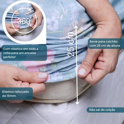 Imagem de Jogo Lençol Casal Estampado Elástico Malha 100% Algodão