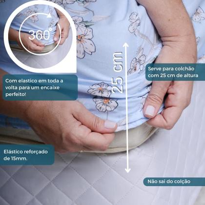 Imagem de Jogo Lençol Casal Estampado Elástico Malha 100% Algodão