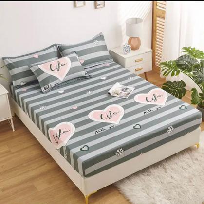 Imagem de Jogo Lençol Casal kit 3 Peças Com Elastico Estampado