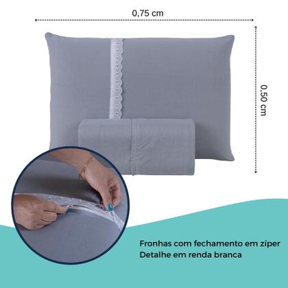 Imagem de Jogo Lençol Casal Liso Elástico Malha 100% Algodão