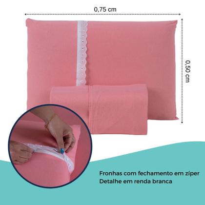 Imagem de Jogo Lençol Casal Liso Elástico Malha 100% Algodão