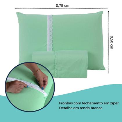 Imagem de Jogo Lençol Casal Liso Elástico Malha 100% Algodão