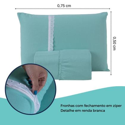 Imagem de Jogo Lençol Casal Liso Elástico Malha 100% Algodão