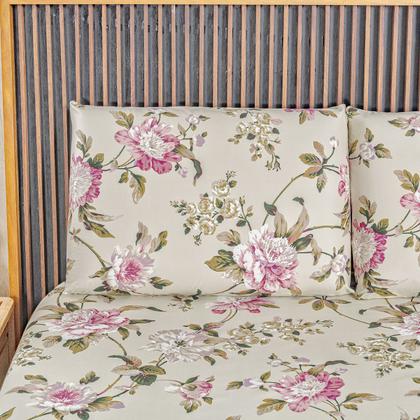 Imagem de Jogo Lençol Casal Percal 400 Fios 3 Peças Estampado E Macio