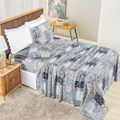 Imagem de Jogo Lençol Casal Percal 400 Fios 4 Pçs Estampado E Macio