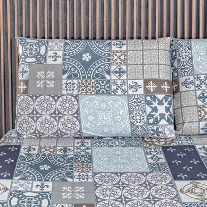 Imagem de Jogo Lençol Casal Percal 400 Fios 4 Pçs Estampado E Macio