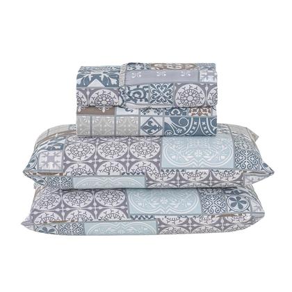 Imagem de Jogo Lençol Casal Percal 400 Fios 4 Pçs Estampado E Macio