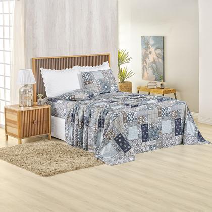 Imagem de Jogo Lençol Casal Percal 400 Fios 4 Pçs Estampado E Macio