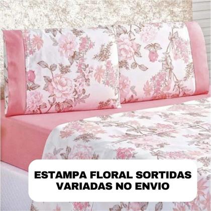 Imagem de Jogo Lençol CasalQueen 4 Peças Estampado com Elástico Em Toda Volta 400 Fios Percal SORTIDO