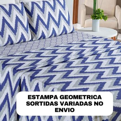Imagem de Jogo Lençol CasalQueen 4 Peças Estampado com Elástico Em Toda Volta 400 Fios Percal SORTIDO