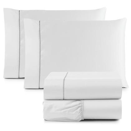 Imagem de Jogo Lençol de cama Queen 400 Fios 3 Peças algodao com elastico