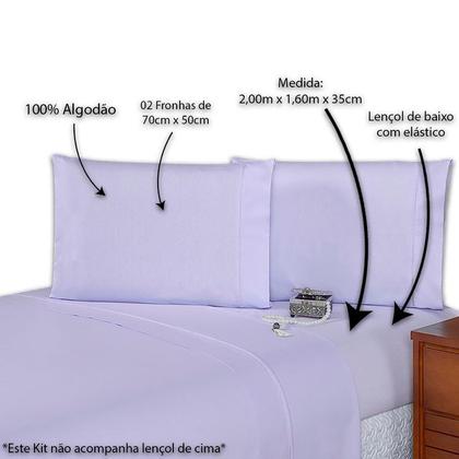 Imagem de Jogo Lençol de cama Queen 400 Fios 3 Peças algodao com elastico