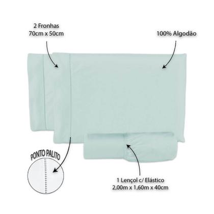 Imagem de Jogo Lençol de cama Queen 400 Fios 3 Peças algodao com elastico