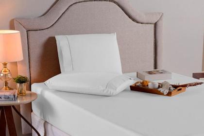 Imagem de Jogo lençol de solteiro 3 peças 100% algodão 200 fios branco