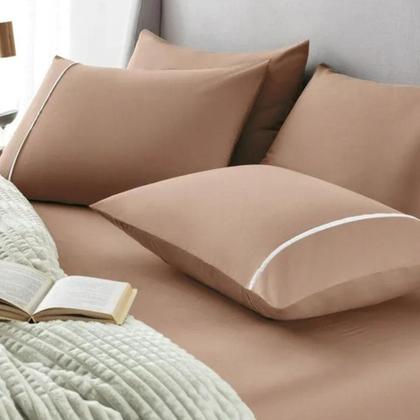 Imagem de Jogo Lençol Elástico Queen 100 Algodão Percal 3 Pçs Karsten