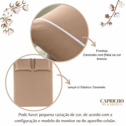 Imagem de Jogo Lençol Elástico Queen 100 Algodão Percal 3 Pçs Karsten