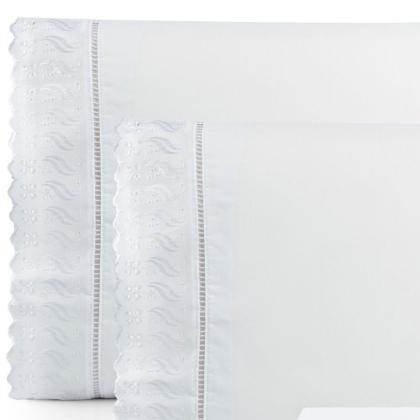 Imagem de Jogo Lençol King 3 Peças 100% Algodão Percal 180 fios Com Lese