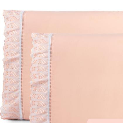 Imagem de Jogo Lençol King 3 Peças 100% Algodão Percal 180 fios Com Lese