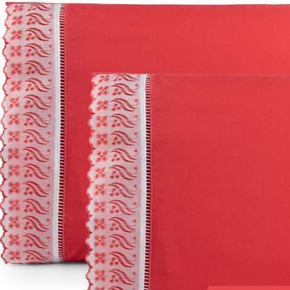 Imagem de Jogo Lençol King 3 Peças 100% Algodão Percal 180 fios Com Lese