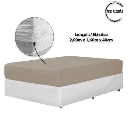 Imagem de Jogo Lençol Queen 400 Fios 3 Peças 40cm Altura 100 algodao com elastico