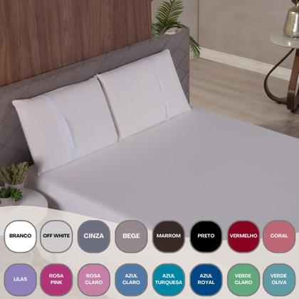Imagem de Jogo Lençol Queen Liso Elástico Malha 100% Algodão