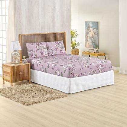 Imagem de Jogo Lençol Queen Percal 400 Fios 3 Pçs Estampado E Macio