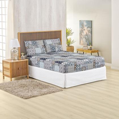 Imagem de Jogo Lençol Queen Percal 400 Fios 3 Pçs Estampado E Macio