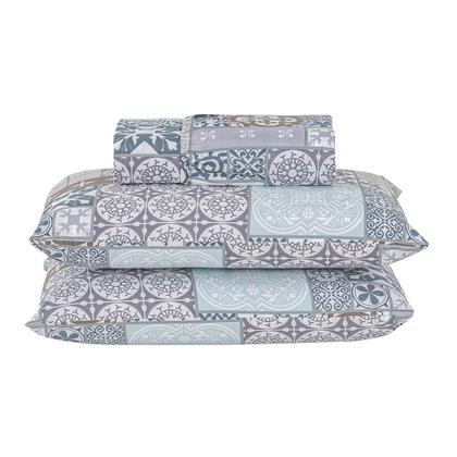 Imagem de Jogo Lençol Queen Percal 400 Fios 3 Pçs Estampado E Macio