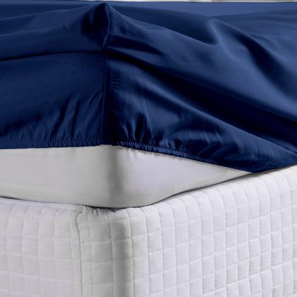 Imagem de Jogo Lençol Roupa Cama Box Solteiro 2 Pçs Infantil Fronha Elastico Quarto Criança Macio Menino Azul Marinho