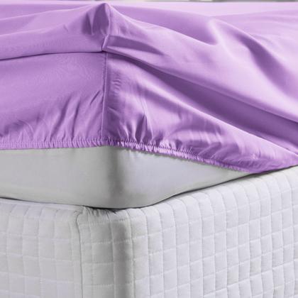 Imagem de Jogo Lençol Roupa Cama Infantil Elastico Solteiro 2 Pçs Fronha Quarto Criança Simples Macio Menina Lilas